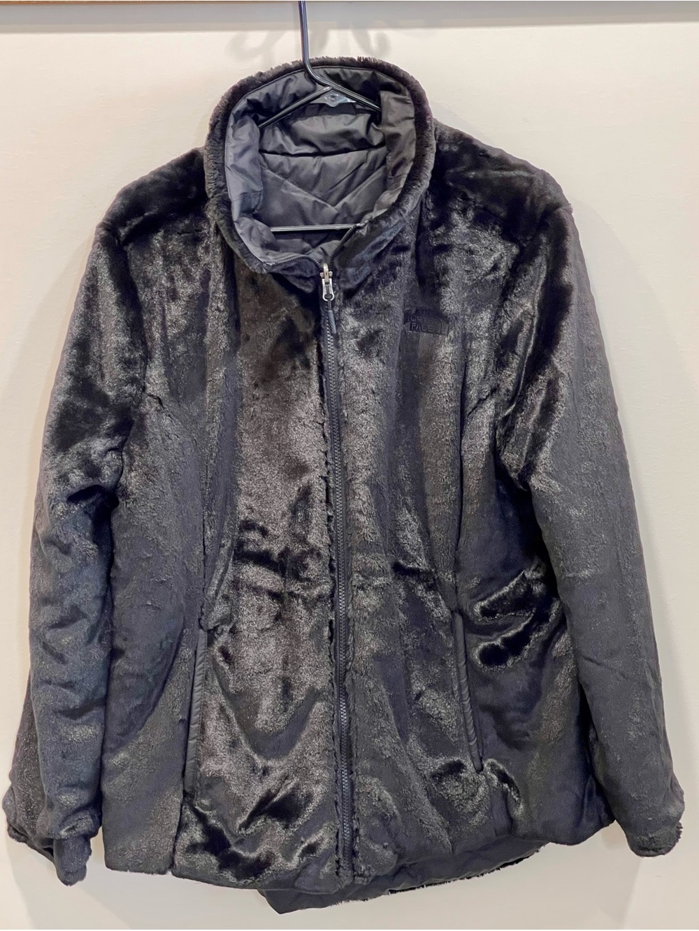The North Face Black Faux-Fur Teddy Jacket Reversible